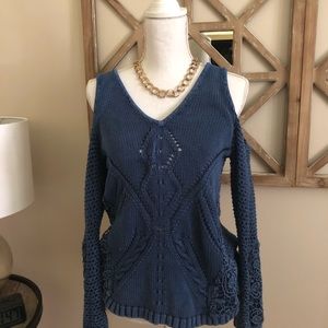 Inc blue cold shoulder sweater